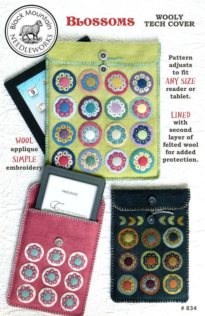 Blossoms wooly tech cover--printed pattern