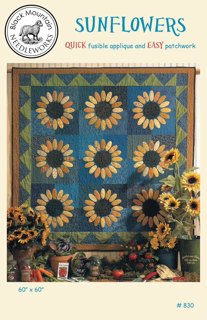 Sunflowers--download PDF pattern – Black Mountain Needleworks fall-into-a-quilt-along-sunflower-snowy-days-quilting
